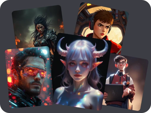 ai character generator generated 5 character portraits