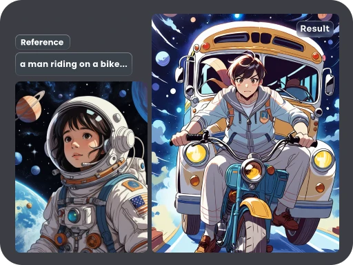 using reference style of a ghibli-style girl generated image of a boy riding a bike