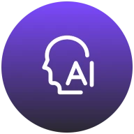 icône représentant l'intelligence artificielle avec une silhouette humaine et des lettres AI