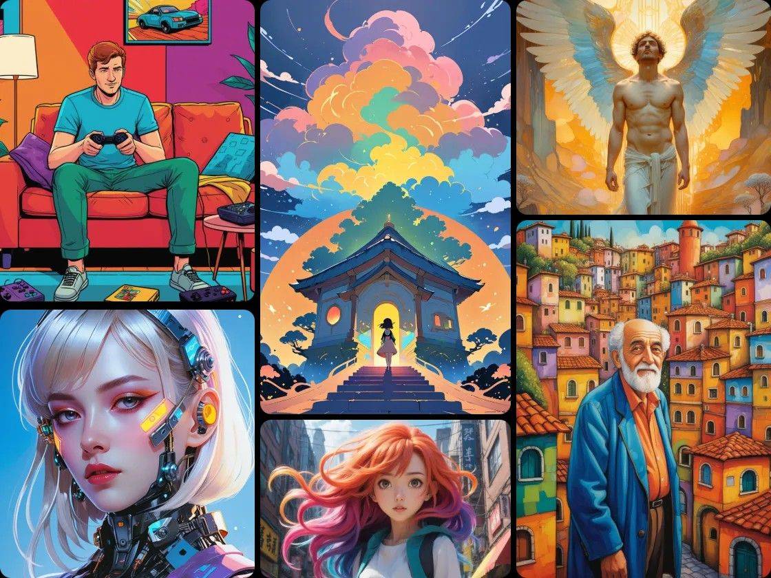 6 ai illustrations generated with piclumen ai image creator