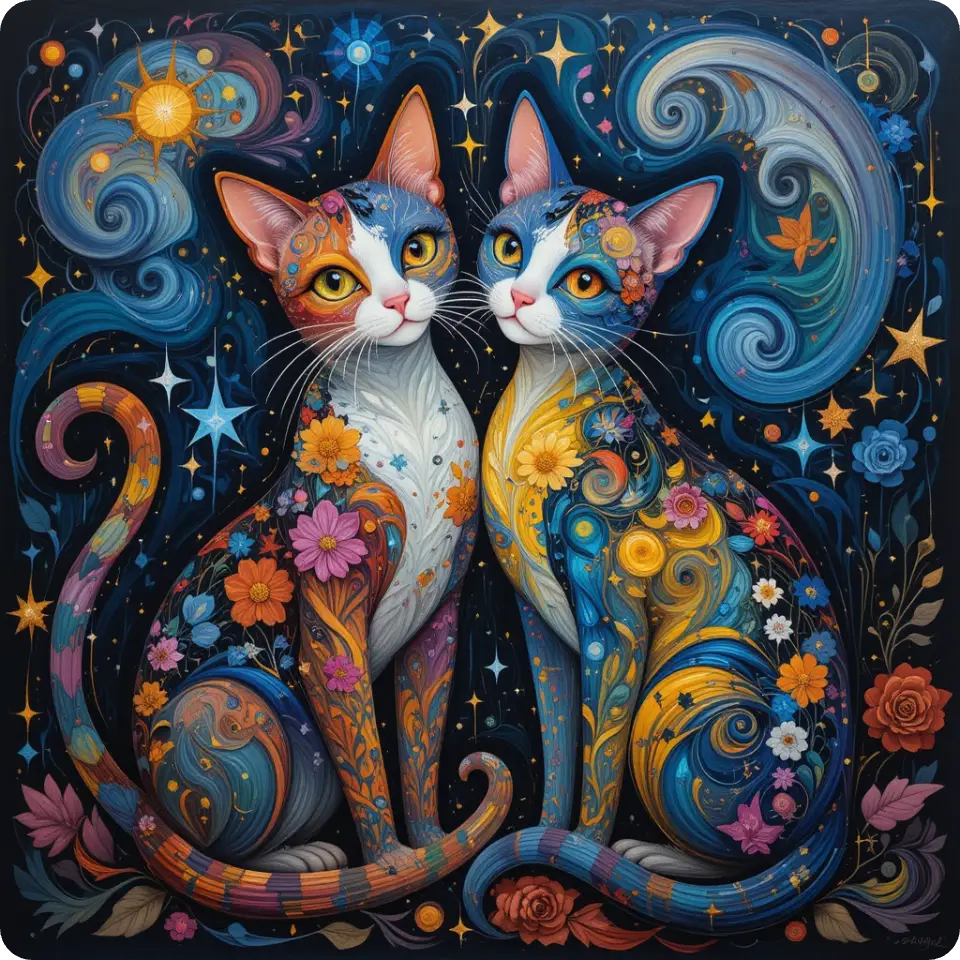 ai generated dreamy cats illustration