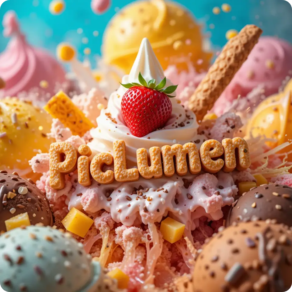 creative ice cream photography with PicLumen text