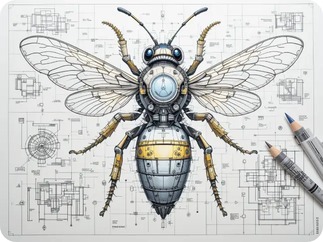 mechanical bee concept design created by piclumen ai image generator
