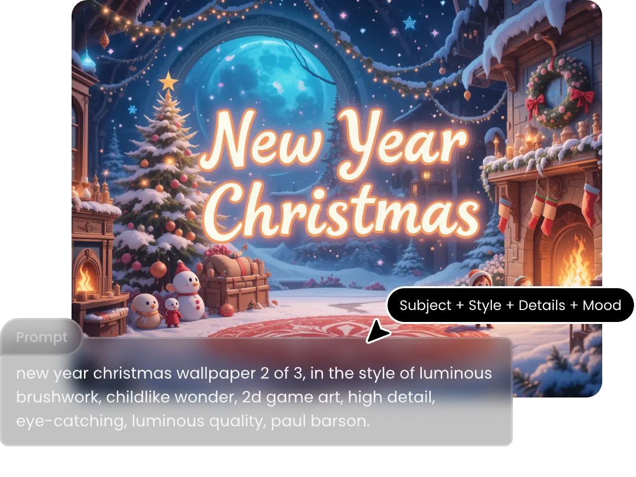 new year and christmas card designed by piclumen text to image generator