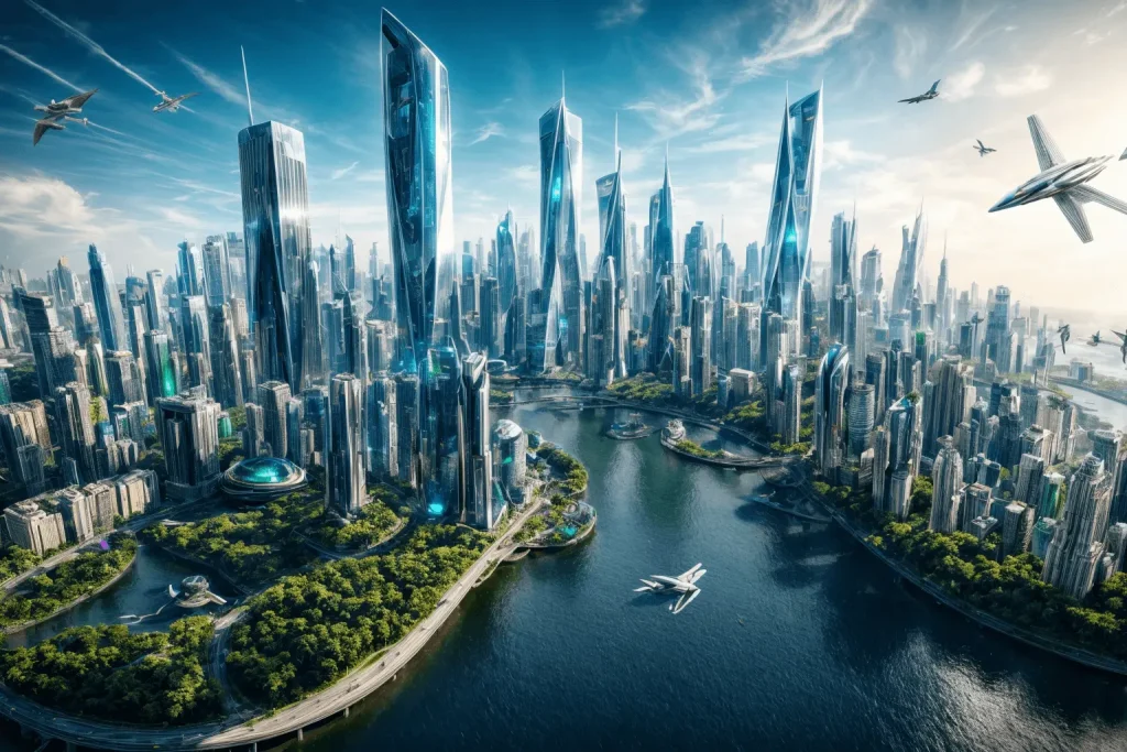 ai generated image of future city with PicLumen