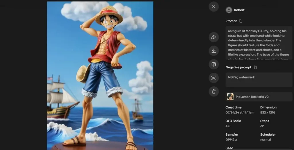 ai generated image of Luffy's figure