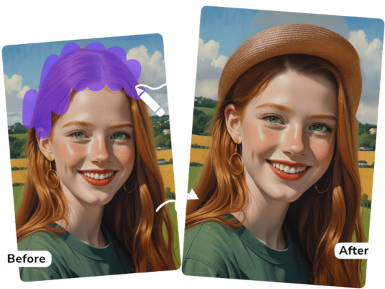 an added hat on the girl's head with AI image replacer