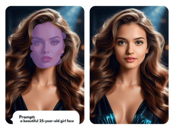 replaced younger woman face with AI swap