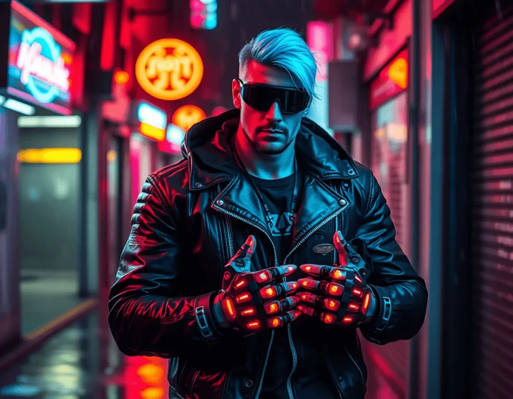 ai generated cyberpunk man wearing sunglasses