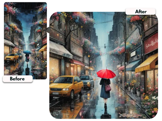 swaped red umbrella with PicLumen AI replace