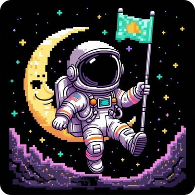 a cute 8 bit pixelated astronaut