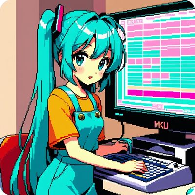 a pixelated Hatsune Miku