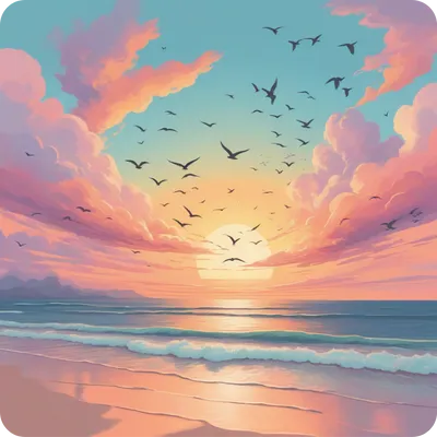 ai illustration of a sunset on the sea