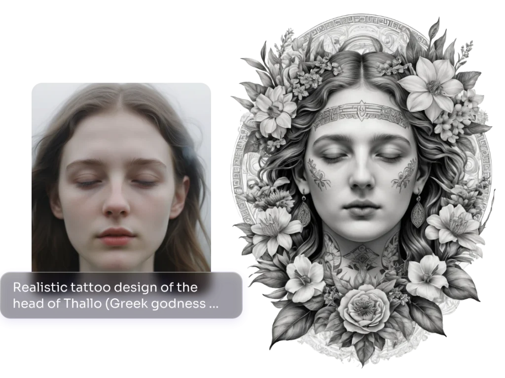 from a female photo customized ai tattoo