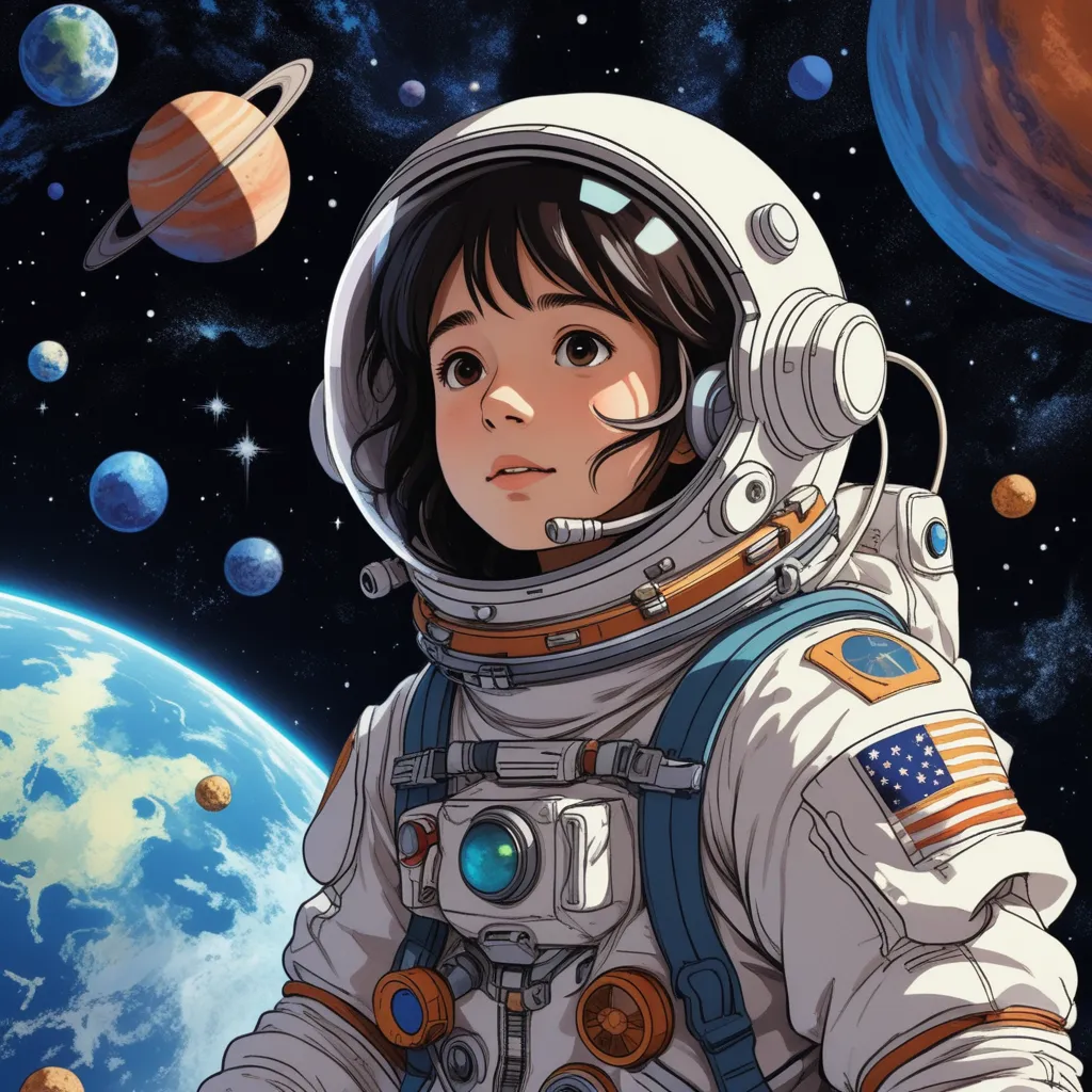 a girl astronaut in anime style