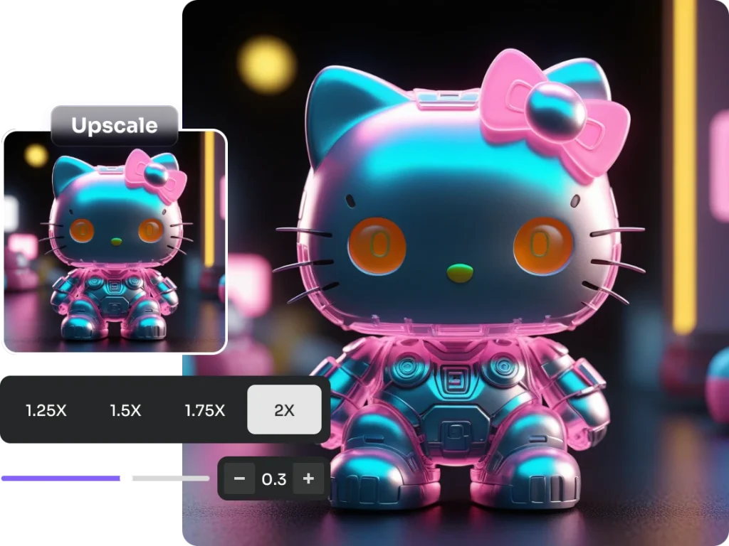 ai upscalling hallo kitty figure image