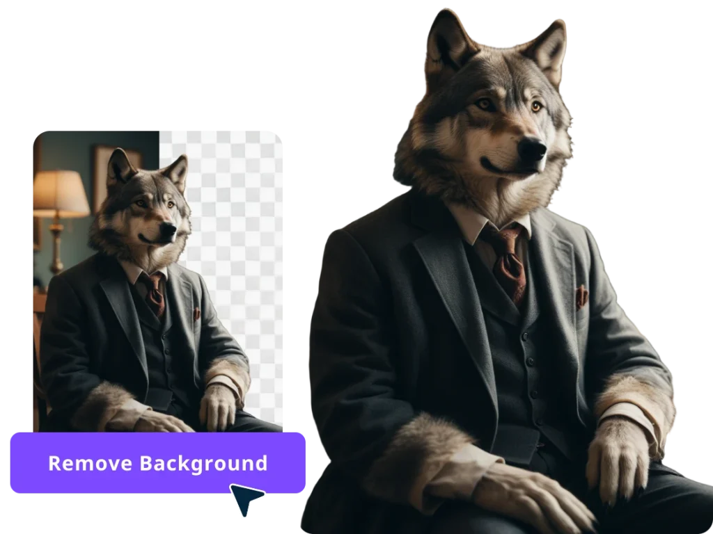 backround removed picture of a wolf man in suits