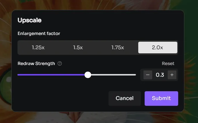 control surface of image upscaler