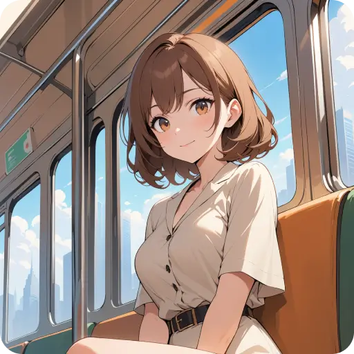 PicLumen AI anime generator, AI girl generator: elegant lady on the bus