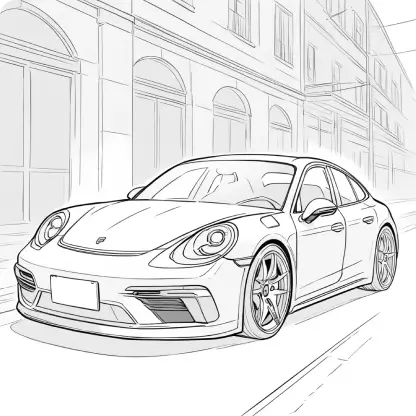 PicLumen AI colorizer: lineart of a car before colorization