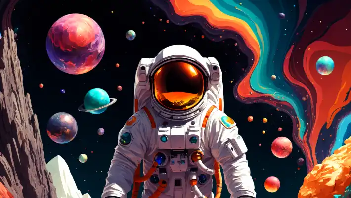 PicLumen AI art generator: concept art of an astronaut walking in space