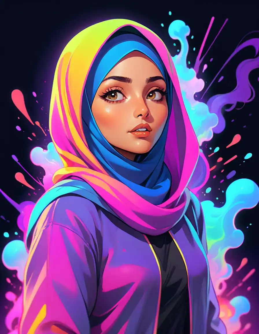 PicLumen AI art generator: oil painting of a middle-east girl in vibrant colors