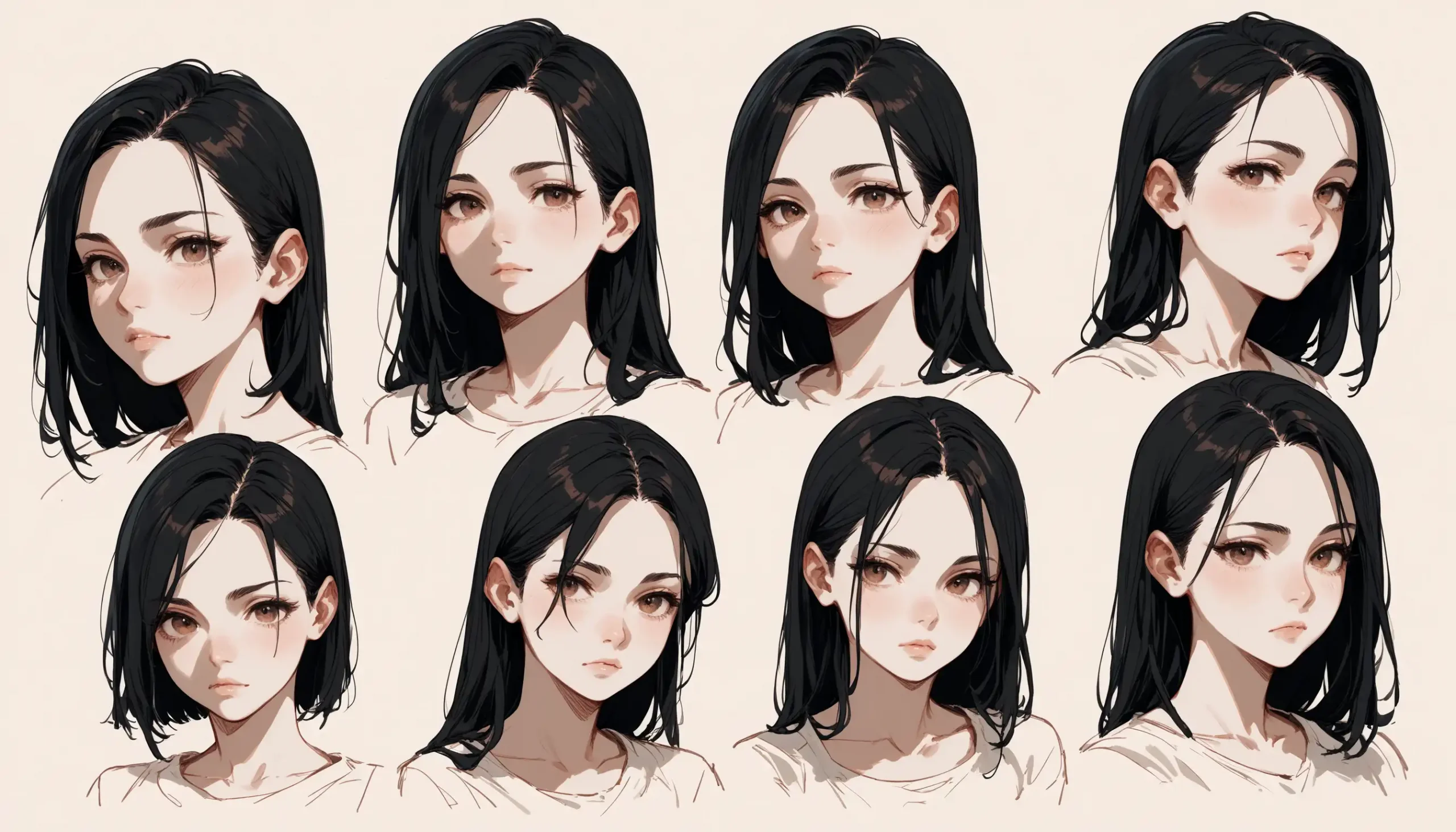 PicLumen AI character generator: AI -generated image of an anime girl in different expressions