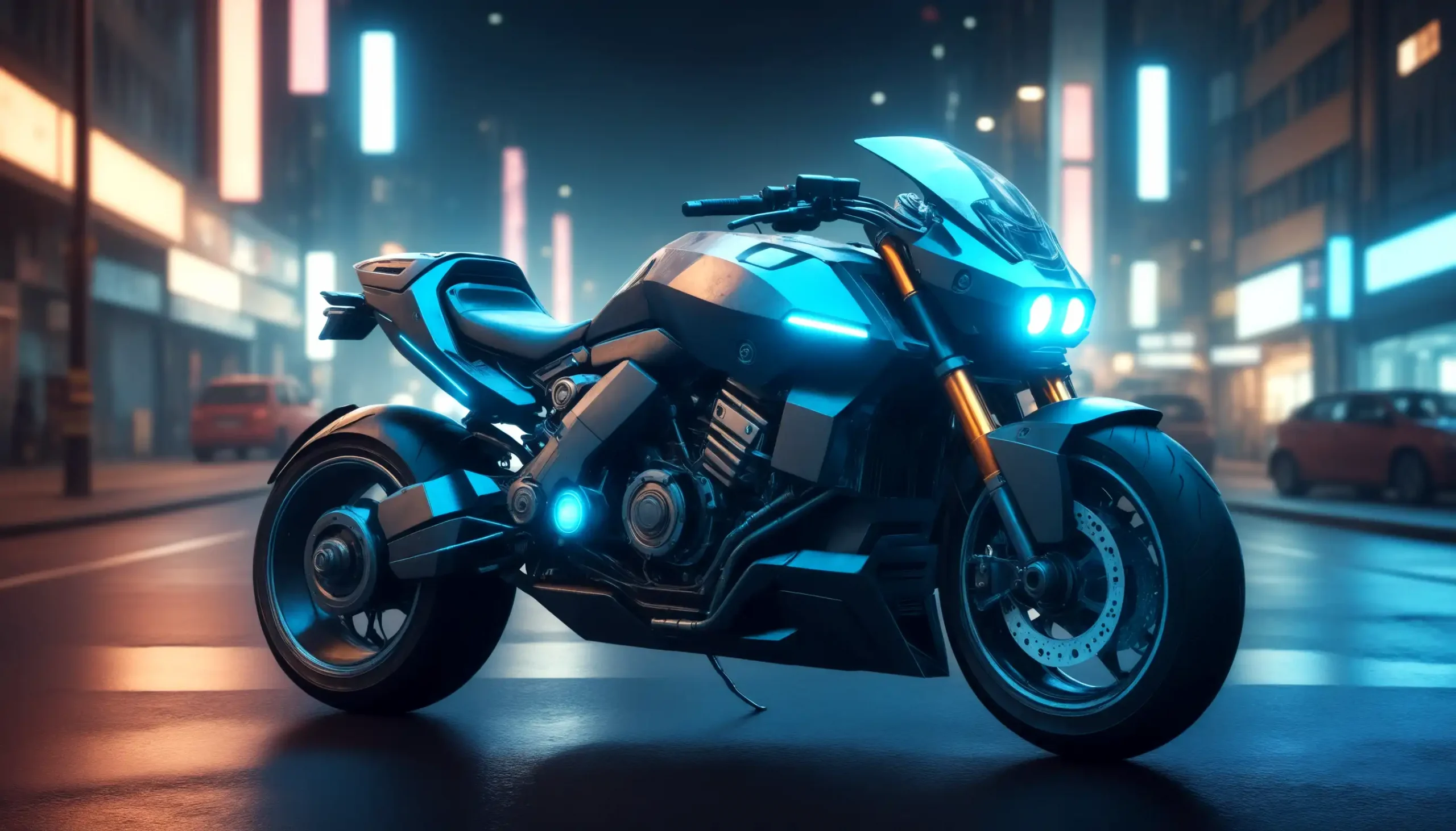 cyberpunk image of a cool motor bike