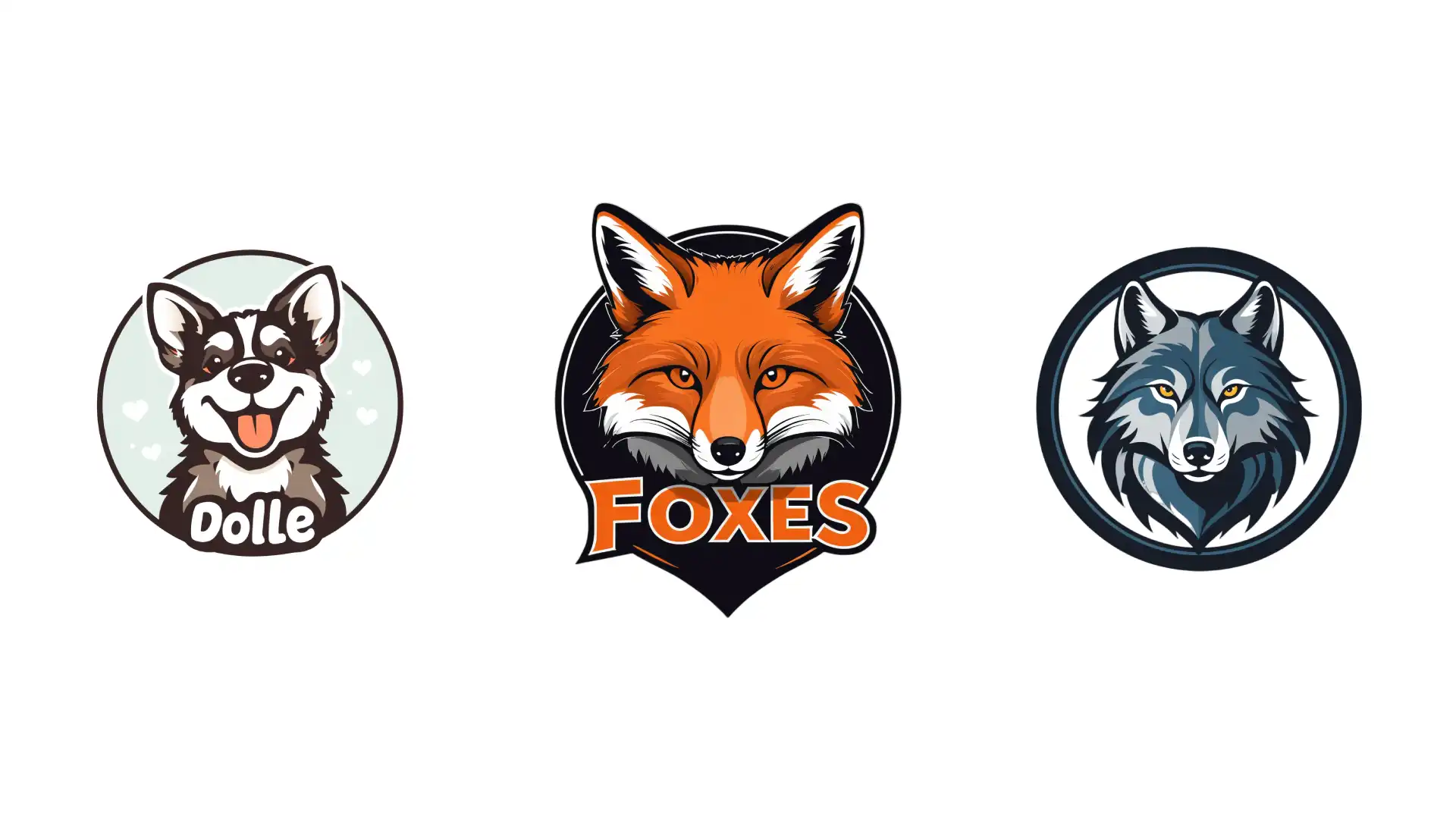 3 animal logos generated by ai image creator