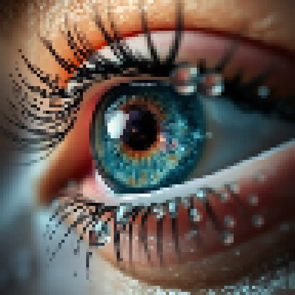 PicLumen AI photo generator: AI -generated image of an eye full of tears. Blurred image