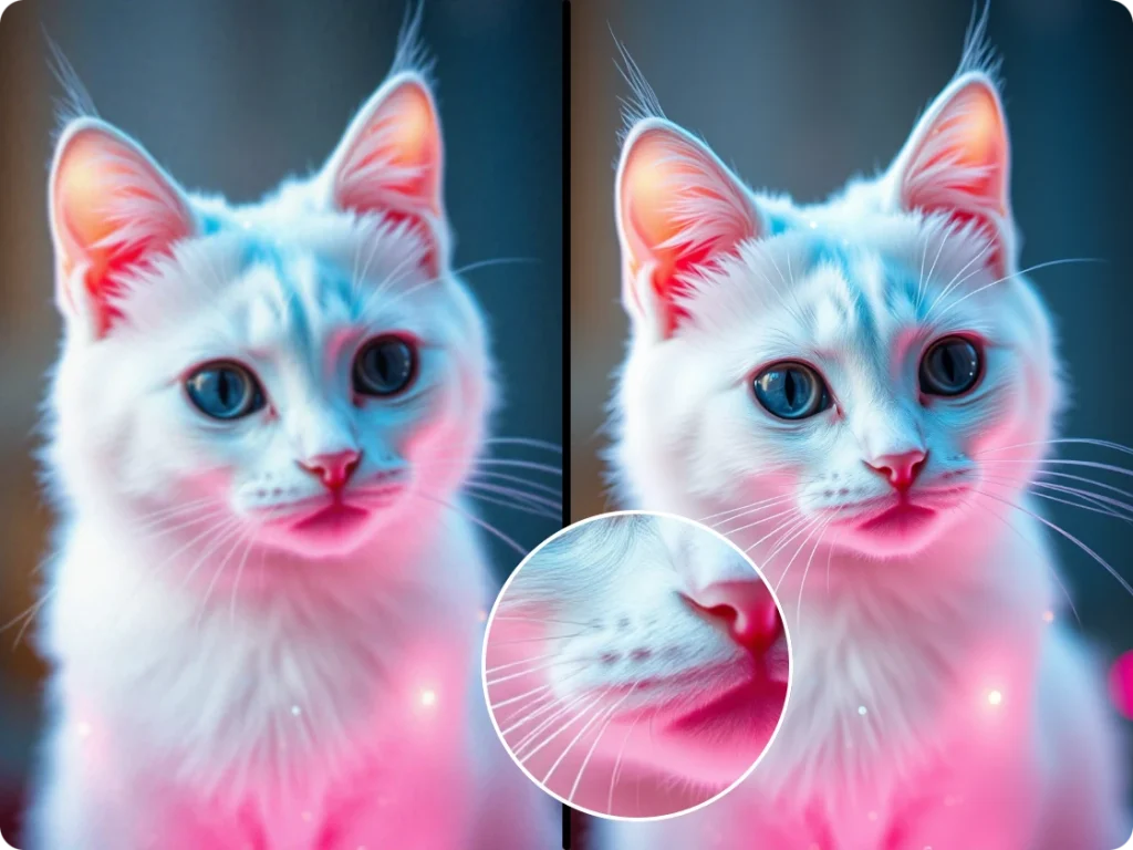 with image upscaler enhanced ai generated cat picture