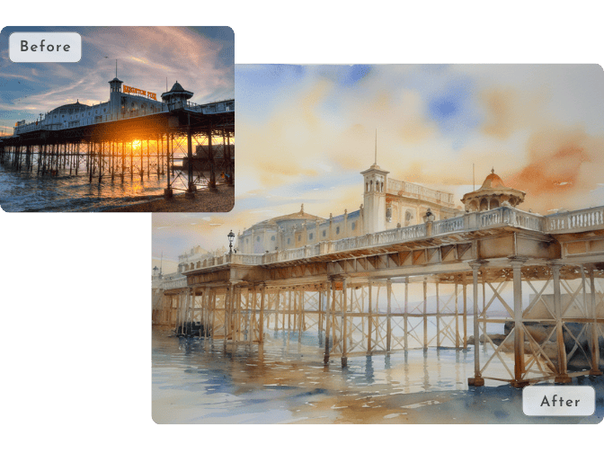 convert a hotel photo into watercolor art