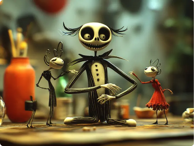 effective prompts generated 3d cartoon in tim burton style