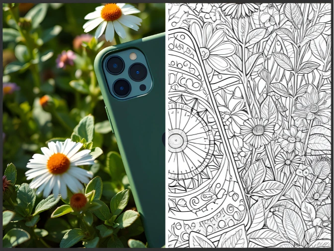 handphone photo to coloring page