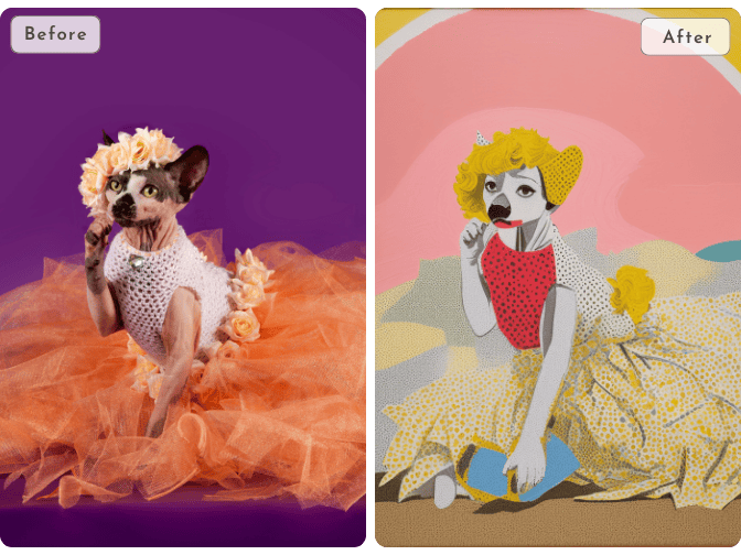 pop art style pet portrait