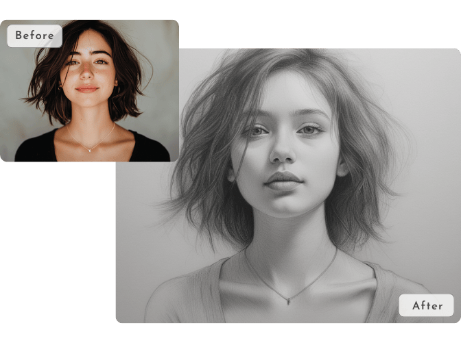 transform a girls photo into a pencil sketch