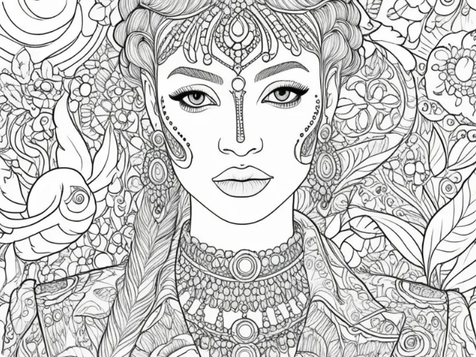 womans portrait coloring page