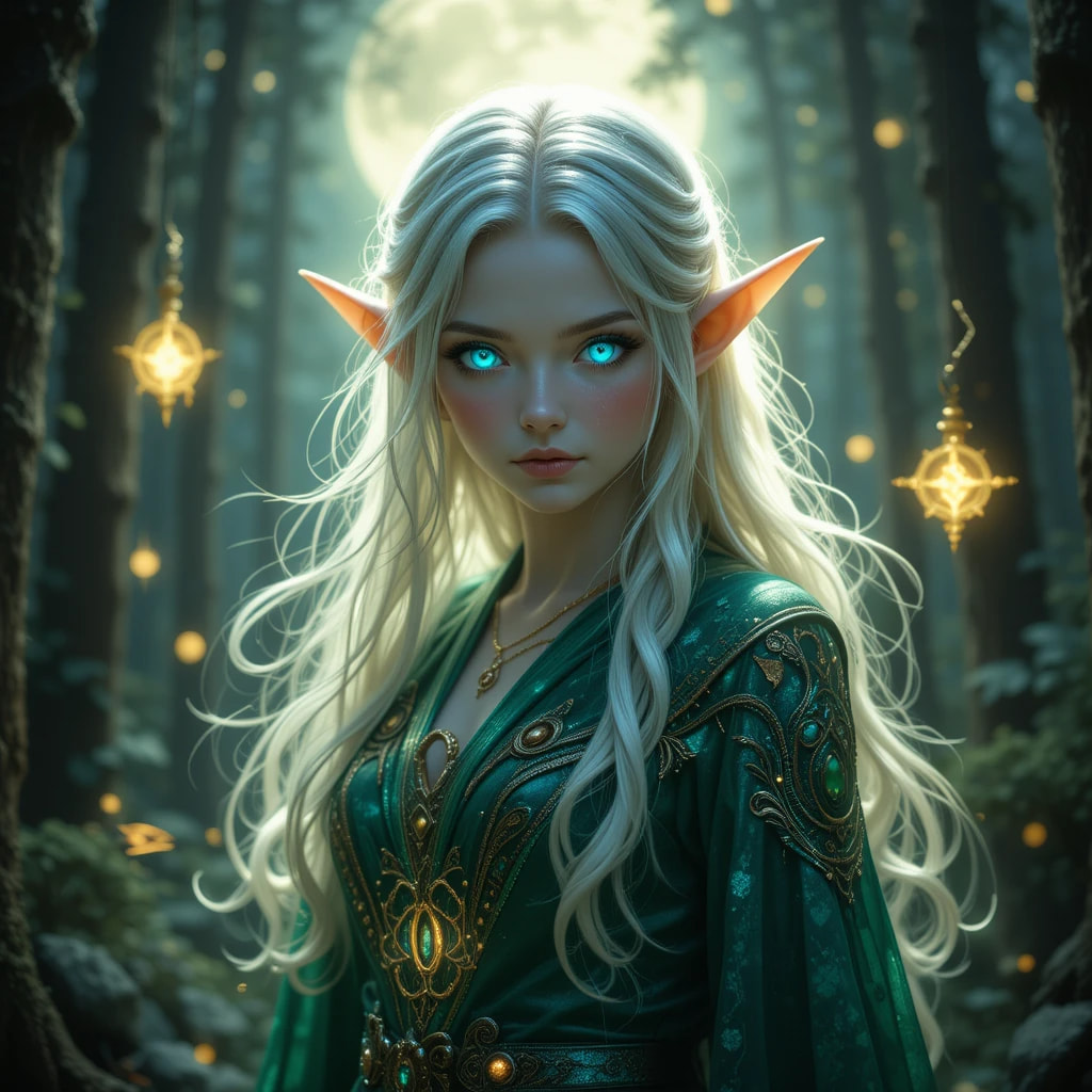 DnD art-a glowing magical elf