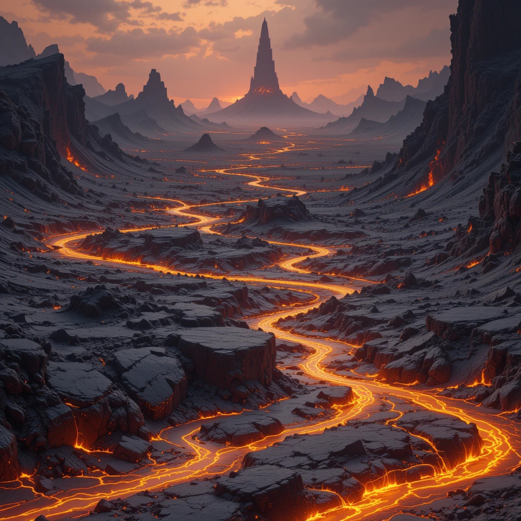 DnD art-a volcanic wasteland