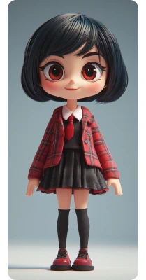 cute chibi full body character with short hair