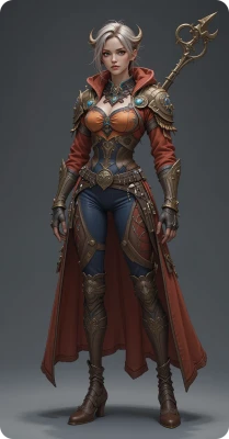 female full body game character in armor