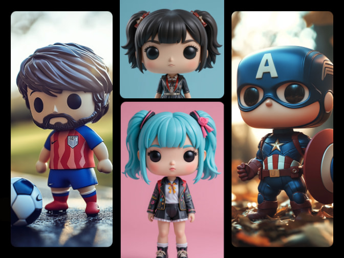 multiple styles of figures generated with funko pop generator